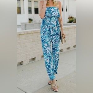 Lilly Pulitzer Ailsie Jumpsuit in Indigo Keep on Trunkin Size XS
